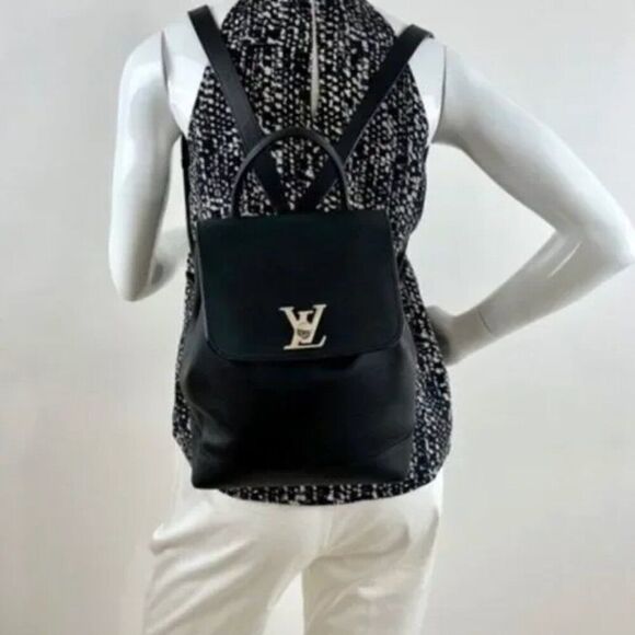 Louis Vuitton Leather Lockme MM Backpack in Black - Picture 2 of 11